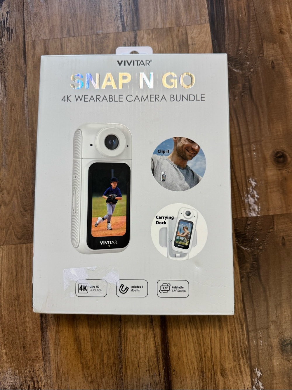 Vivitar Snap N Go 4K Wearable Camera Bundle - White